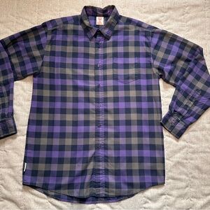Burton Plaid Button Up Flannel Shirt Purple Gray Men’s Large